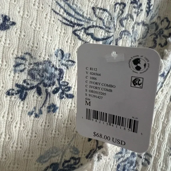 🌻🆕FREE PEOPLE We The Free Clover Printed Thermal-Ivory Combo-Size Medium - Picture 16 of 16